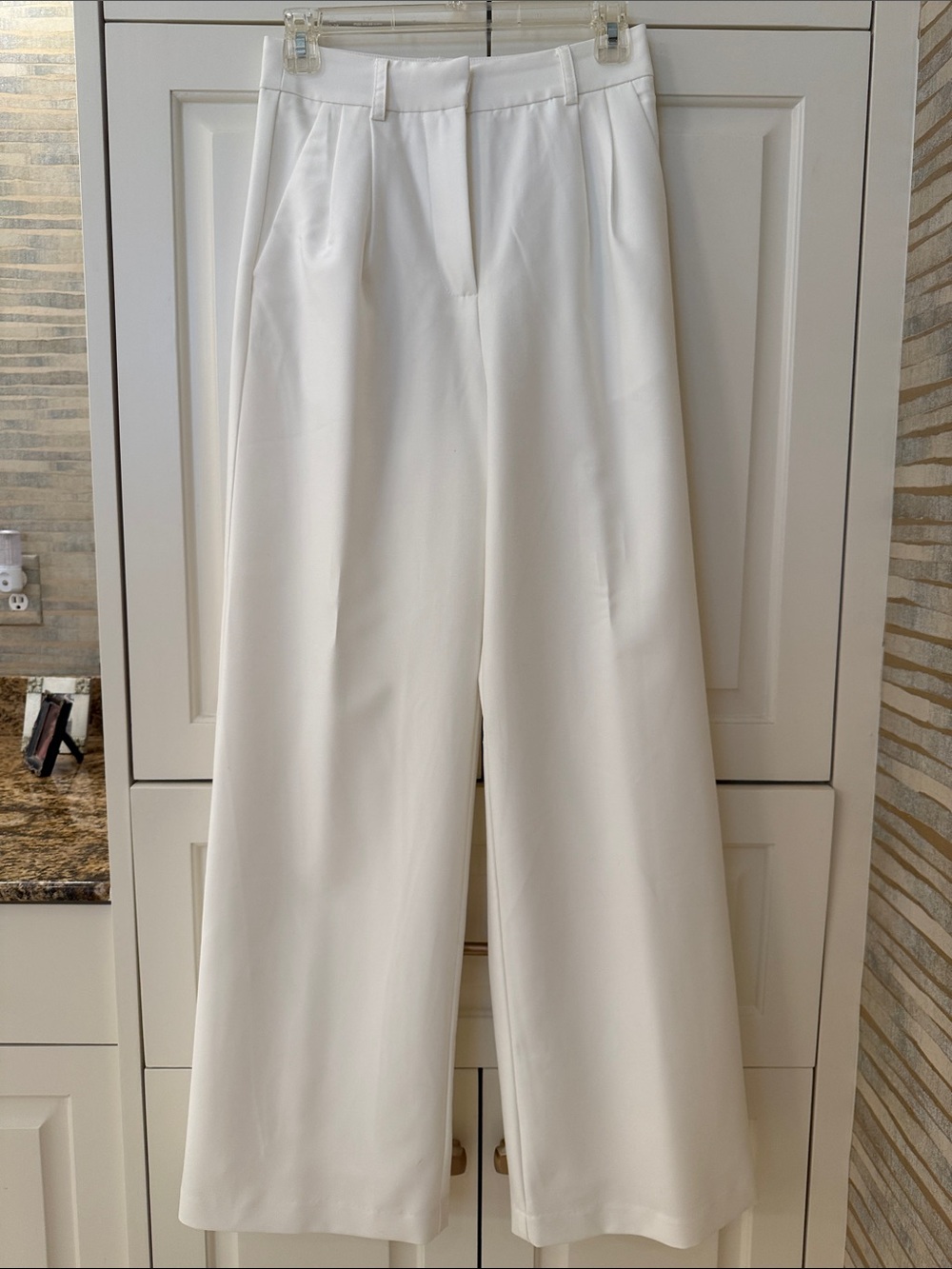 Commense Wide-Leg White Dress Pants